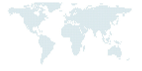 Dotted world map. The vector halftone circles that form the world map