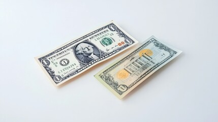 Money Rain: Dollar and Euro Bills on White