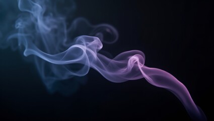 Fototapeta premium Dynamic swirling smoke in deep blues and purples against a dark backdrop