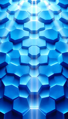 Abstract blue of futuristic surface hexagon pattern with light rays. 3D Rendering isolated with white highlights, png