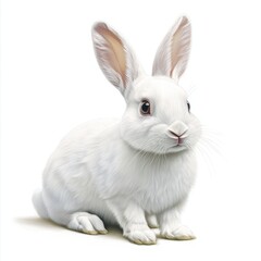 Obraz premium A realistic illustration of a white rabbit sitting attentively.