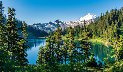 Mt. Baker landscape with lake and mountains