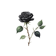 Watercolor black rose with isolated background, Minimalist watercolor black rose with isolated background, Black rose with isolated background.
