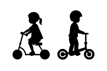 Scooter bike kids vector | isolated vector silhouette illustration on white background