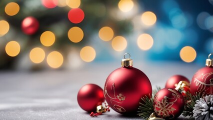 Christmas xmas blur background, a festive holiday scene with bokeh lights and decorations, e.g. baubles, garlands etc