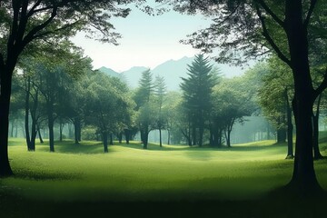 Outdoor scenes showcasing vibrant green forest backdrops.