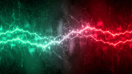 Fototapeta premium Red and red blue electrical lightning background