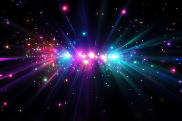 Naklejka premium Spectacular fireworks display against a backdrop of holographic light textures.