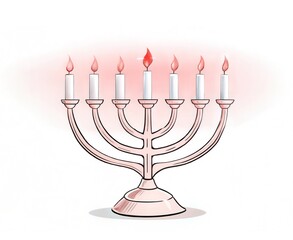 Fototapeta premium Illustration of menorah with lit candle for Hanukkah celebration and festive decor