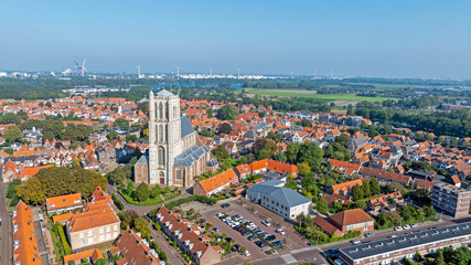 Fototapeta premium Aerial from the historical town Brielle near Rotterdam in the Netherlands