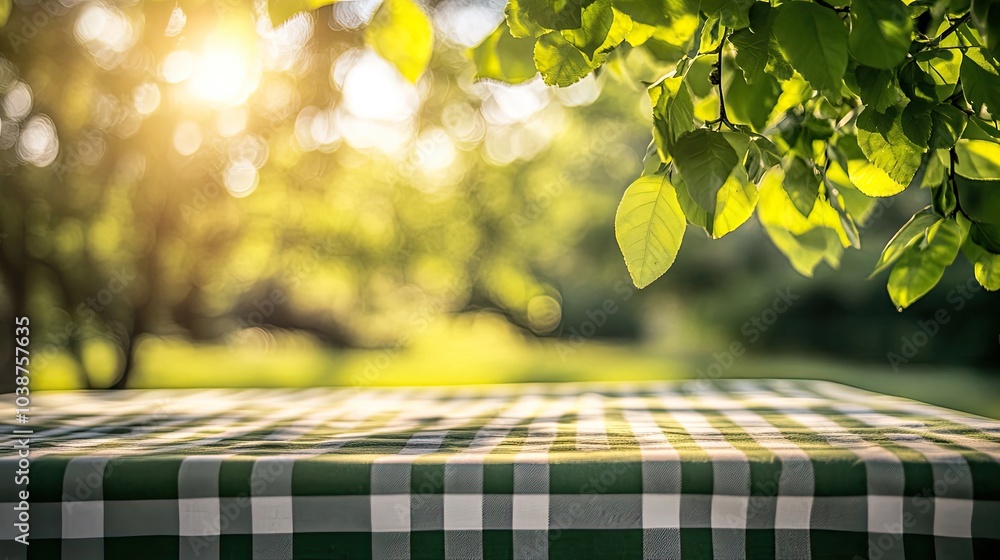 Poster relaxing summer picnic view with nature backdrop and copy space generative ai