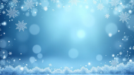 Fototapeta premium snowflakes blue winter background frameable design space personal holiday artwork decoration ideas