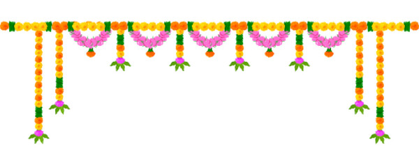 Flower garland decoration toran for Happy Diwali, Dussehra Wedding Invitation Indian Holiday festival background © vectomart