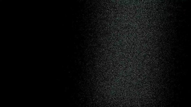 Dynamic swarm of digital particles disintegrates and reforms against a stark black backdrop. Glitchy distortions create a chaotic, fragmented effect, evoking a sense of digital decay and technological