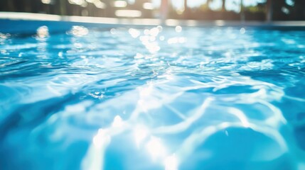 A swimming pool with a focus on the rippling water, outdoor setting with daylight, Abstract style