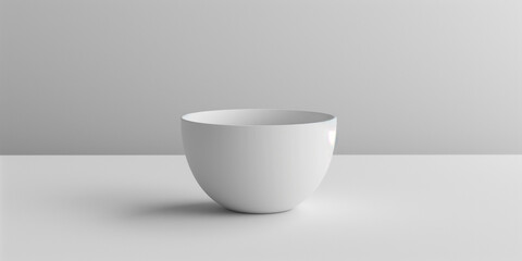 A minimalist studio shot of a pristine, empty ceramic bowl, embodying simplicity and elegance, is an ideal blank canvas.