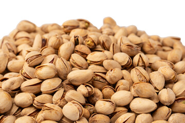 Tasty pistachios isolated on a white background.