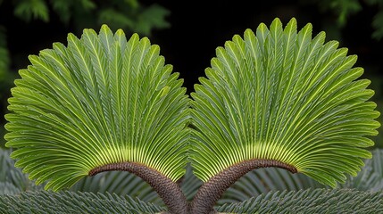 Sago Palm Fronds: Sago palm leaves arranged in a symmetrical pattern. 