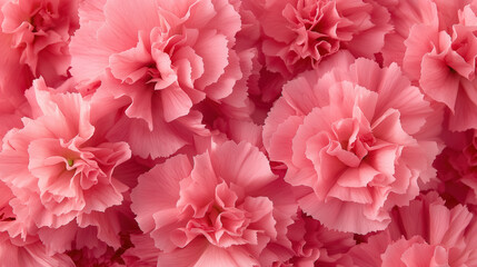 Fototapeta premium Abundant pink carnations blooming in soft petals background