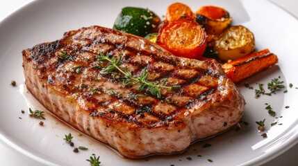 Grilled Meat with Colorful Vegetable Medley