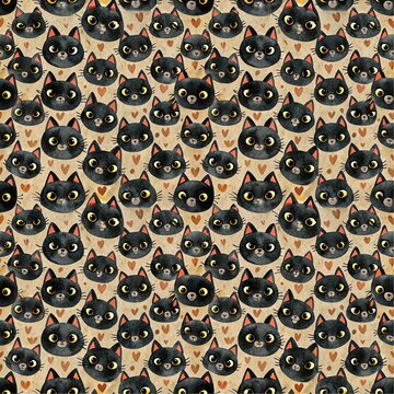 pattern with black cat