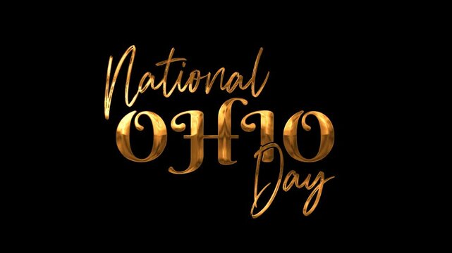National Ohio Day Text Animation on Gold Color. Great for National Ohio Day Celebrations, for banner, social media feed wallpaper stories.