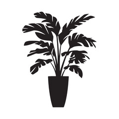 Plant in pot silhouette vector design illustration