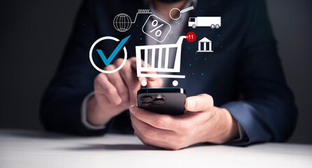 Online shopping concept. Customer is visiting online