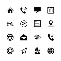 Business card contact icon set