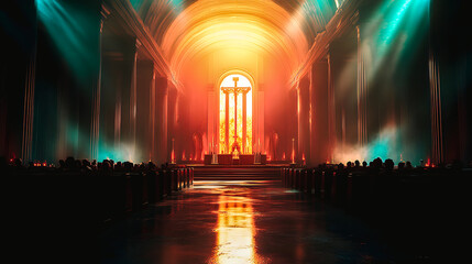 Intérieur illuminée d'une église