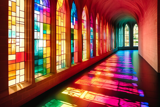 Vitraux dans un &eacute;difice religieux
