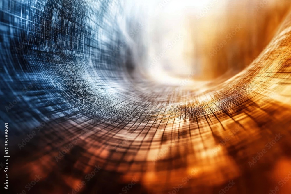 Poster Exploring the intricate patterns of light and texture in an abstract swirl of warm and cool tones