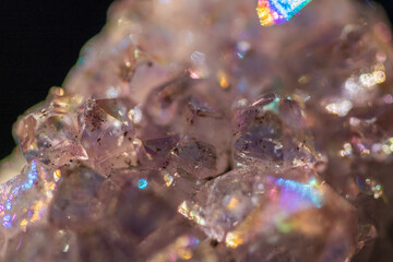 quartz crystal close up reflecting prism light