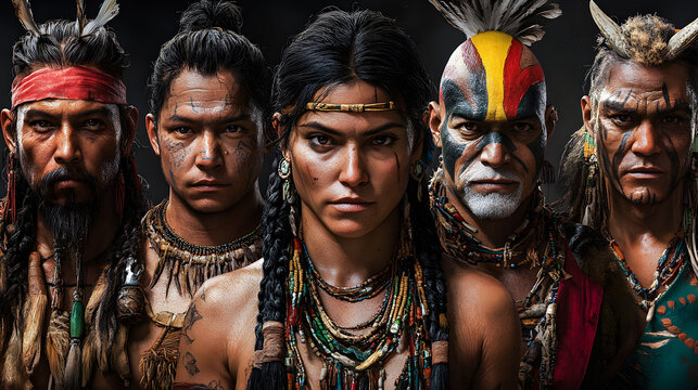 Personne costum&eacute;s en indiens traditionnels d'Am&eacute;rique