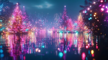 キラキラと光るイルミネーションとクリスマスの雰囲気