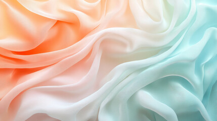 Obraz premium Elegant Flowing Fabric in Soft Gradient Pastel Colors Creates a Dreamy, Textured Abstract Background