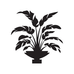 Plant in pot silhouette vector design illustration