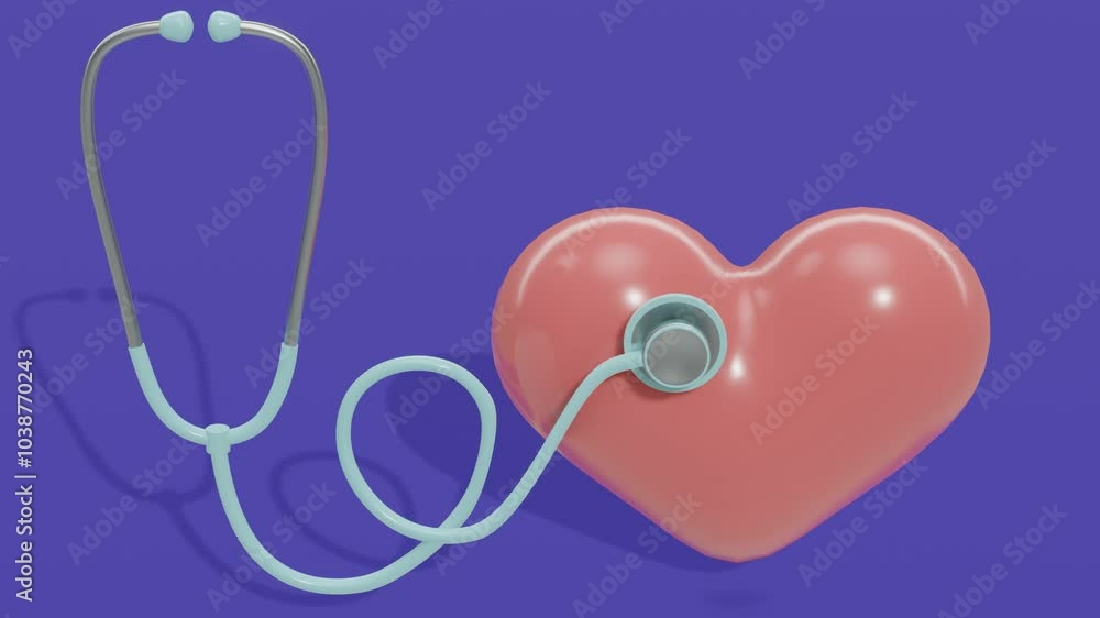 Poster blue stethoscope listening to heart. minimal modern seamless motion design. abstract loop animation