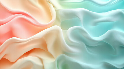 Obraz premium Soft Pastel Waves: Colorful Textile Texture with Flowing Fabric Design