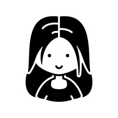 Woman girl with long straight hair vector icon