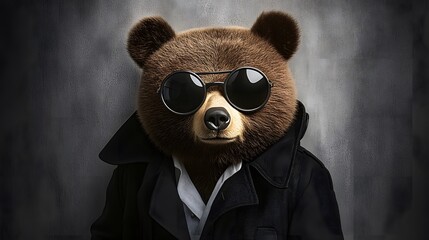 Fototapeta premium Anthropomorphic bear wearing fashion, Tiger fashion shows, Tiger fashion shot, animals wearing fashion, animal fashion shows, animal fashion shot