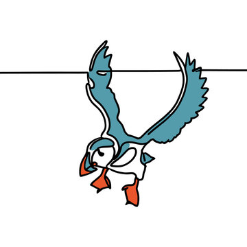 recommend clip art: line drawing of a puffin bird