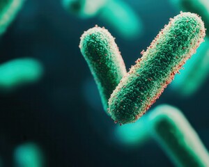 Fototapeta premium Closeup of lactobacillus bacteria thriving in a healthy gut, gut flora, microbiology