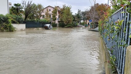 Flooding of the city castel guelfo di Bologna 