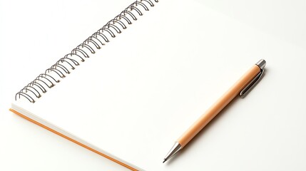Naklejka premium Notebook and pen on white background