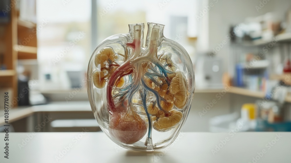 Poster Transparent model of human organs in a lab setting