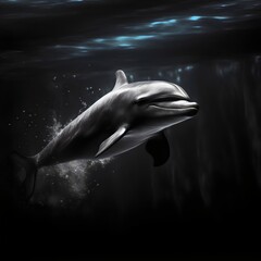 Fototapeta premium Dolphin Swimming Underwater Aquatic Freedom Ocean Life Serenity Beauty