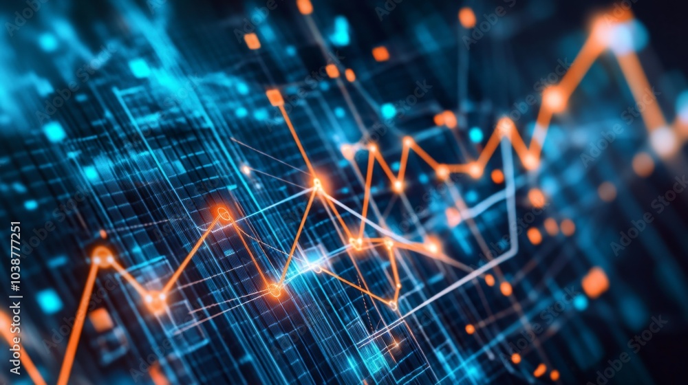 Poster abstract data visualization with dynamic lines and shapes