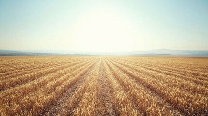 Golden Wheat Field Under Clear Blue Sky