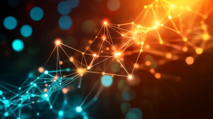 Abstract Network Connection with Bright Lights
